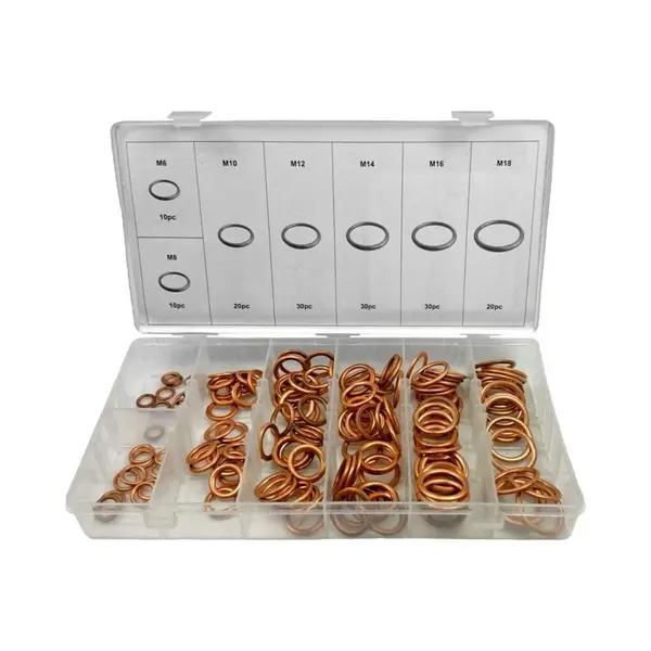Assortiment Gevulde Koper Ringen 150-delig | M6 T/m M18 | thumbnail