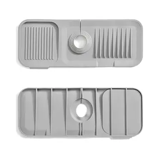 Waterval Siliconen Mat Voor Keukenkraan – Anti Lek Tray Keuken Badkamer - Wastafel Splash Bescherming - Lichtgrijs 37cm