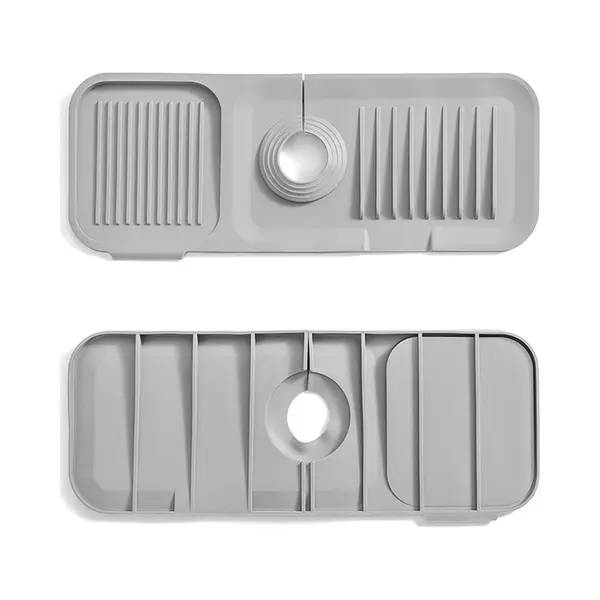 Waterval Siliconen Mat Voor Keukenkraan – Anti Lek Tray Keuken Badkamer - Wastafel Splash Bescherming - Lichtgrijs 37cm thumbnail
