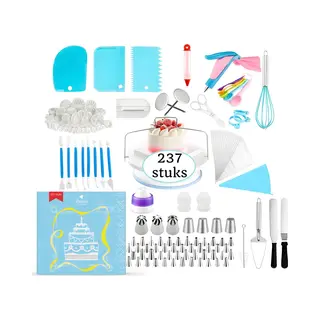 Perow Taarten Bak Set - Luxe Xxl 237 Delig Set - Bakset Kinderen - Decoratie Set - Taartplateau - Taartvorm - Taartversieringen - Taarttopper -
