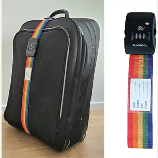 Sunmool Kofferriem Met Tsa Cijfer Slot - Bagage Riem - Luggage Strap - 200 Cm - Regenboog - Regenboog - 1 Stuk