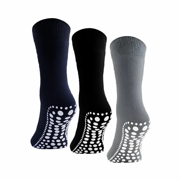 Budino® Huissokken Anti Slip - Dikke Antislip Sokken - Gripsokken - Dikke Yoga Pilates Sokken - Maat 35-38 - 1 Paar - Grijs thumbnail
