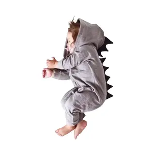 Budino® - Dino Draak - Baby Onesie - Baby Romper - Baby Pyjama - Baby Pakje - Baby Verkleedkleding - Carnavalskleding - Dier - Grijs - 4 Jaar