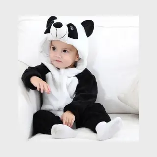Budino Baby Boxpak Onesie Pandabeer Dier - Wit Zwart - Maat 100