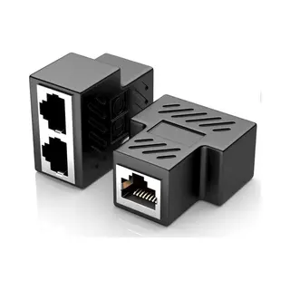 Qost - RJ45 Splitter - 1 Naar 2 Netwerk Adapter - Cat5 / Cat 6 - Lan Splitter - Ethernet Netwerkaansluitingen - Zwart - Compatibel Met Pc / Laptop /