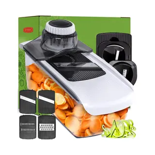 Stosh Mandoline - Groentesnijder - Uiensnijder - Spiraalsnijder - Rasp - 6-delig - Kunststof - Bpa Vrij