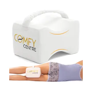 ComfyCentre Kniekussen Met Band - Orthopedisch Beenkussen - Traagschuim - Ergonomisch Zandloperontwerp - Wit