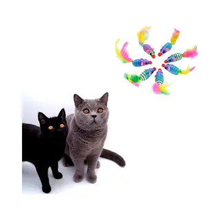 Make Me Purr Regenboog Muizen Met Veer - Kattenspeeltjes - Kattenspeelgoed - Speelgoed Voor Katten - Kat Speeltje Muis - Kitten Speeltjes Muisjes - 10
