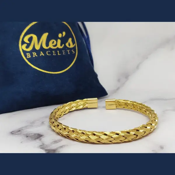 Mei's Chained Lucky Wires - Armband - 316L Rvs - Goud - Polsmaat 16, 5 Cm T/m 21 Cm thumbnail