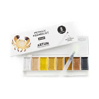 Artum Aquarel Verf Set - Metallic Goud 8 Kleuren