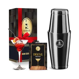 Bar Dedicated Cocktail Shaker Set Boston Zwart Met Receptenboek & Cadeauverpakking