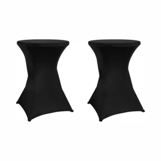 Statafelrok - Set Van 2 Stuks - Statafelhoes - ∅ 80-85 X 110cm - Wasbare En Elastische Stof - Statafelrok Zwart - Stretch Rok - Zwart - Van Saaf