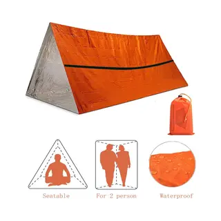 WiseGoods Premium Noodtent 2 Persoons - Survival Accessoirers - Noodpakket Tent - Noodrantsoen - Oudoor - Thermo Tenten - Oranje