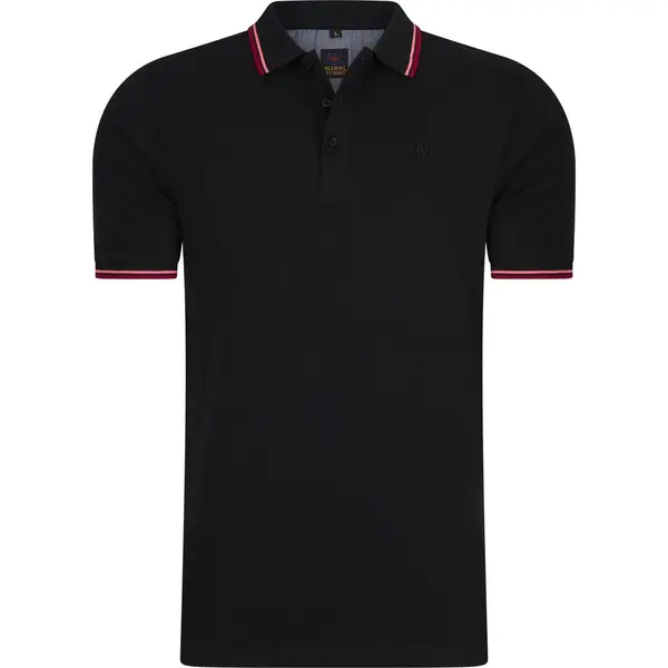 Mario Russo Polo Shirt Edward - Polo Shirt Heren - Poloshirts Heren - Katoen - Zwart thumbnail