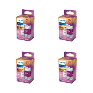 Philips Vorteilspaket - GU10 - WarmGlow - Led Spot - 35W - Dimmbar - Warmweißes Licht - Set 4 Stück