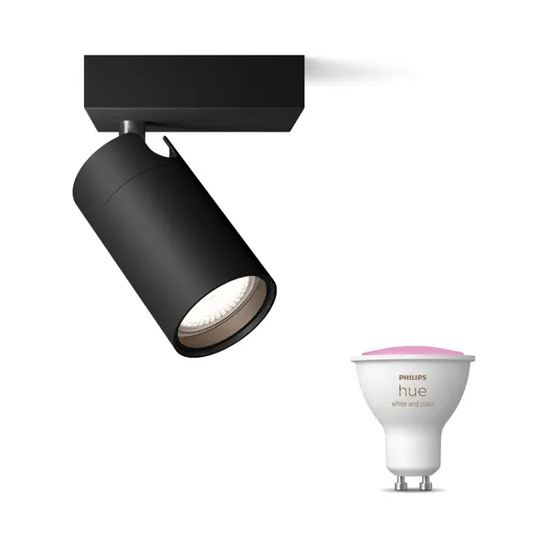Philips Hue Idris Opbouwspot Voor Badkamer (Zwart) - Badkamerlamp - Wit En Gekleurd Licht - Wandspot Of Plafondspot Met 1 Lichtpunt - GU10 - Hue White thumbnail