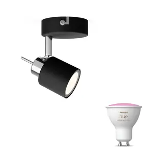 Philips Hue Meranti Opbouwspot (Zwart) - Wit En Gekleurd Licht - Wandspot Of Plafondspot Met 1 Lichtpunt - GU10 - Hue White And Color Ambiance