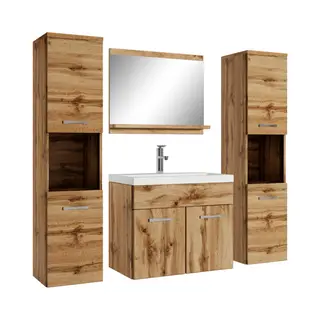 Badplaats - Badezimmer Badmöbel-set Montreal Xl 60cm Waschbecken Eiche - Unt