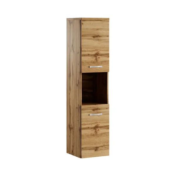 Badplaats B.V. Badplaats Badezimmerschrank Montreal 30 X 30 X 131 Cm Eiche - Hoch Badschrank Mit 2 Türen thumbnail