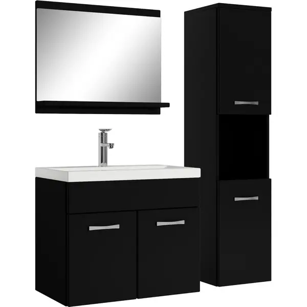 Badplaats Badezimmer Badmöbel-set Montreal 60cm Waschbecken Mat Schwarz - thumbnail