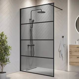 Badplaats Douchewand Essos 120 X 200 Cm – Zwart – Inloopdouche 8 Mm Rookglas