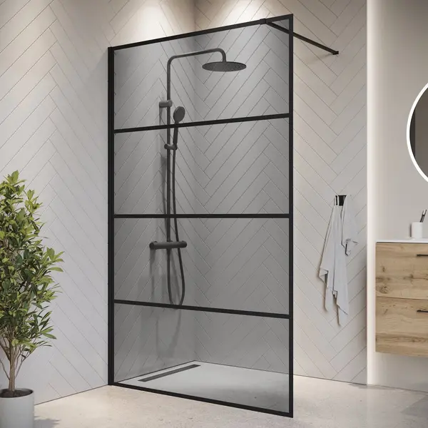 Badplaats Douchewand Essos 120 X 200 Cm – Zwart – Inloopdouche 8 Mm Rookglas thumbnail