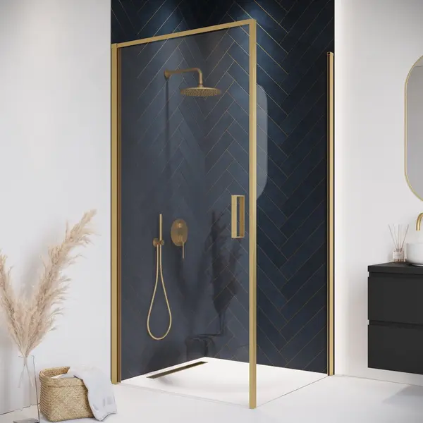 Badplaats Douchecabine Alava 80 X 80 X 190 Cm – Goud – Douchewand Met Draaideur thumbnail