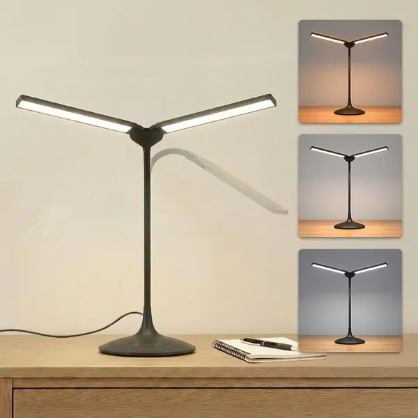 Sbr Glow Bureaulamp - Tafellamp - Daglichtlamp - 2 Led Lampen - Dimbare Led Verlichting - 3 Lichtkleuren - Zwart thumbnail