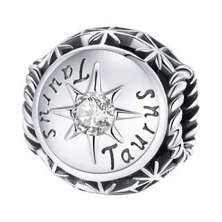 Sterrenbeeld Stier Bedel Met Kristal Zirkonia Geboortesteen | Bedels Voor Armband | Zodiac Taurus Bead | Zilverana | Geschikt Voor Alle Bekende Merken