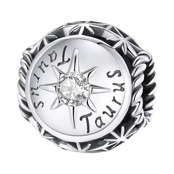 Sterrenbeeld Stier Bedel Met Kristal Zirkonia Geboortesteen | Bedels Voor Armband | Zodiac Taurus Bead | Zilverana | Geschikt Voor Alle Bekende Merken thumbnail