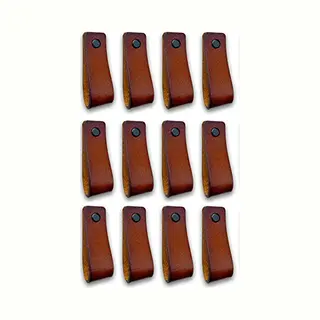 Brute Strength Leren Handgrepen - Cognac - 12 Stuks - 16, 5 X 2, 5 Cm - Incl. 3 Kleuren Schroeven- Handgrepen Leer - Leren Meubelgreep - Leren Handvaten Kast - Leren