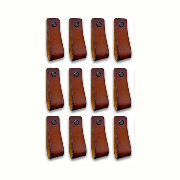 Brute Strength - Ledergriffe Für Möbel - Cognac - 12 Stück - 16, 5 X 2, 5 Cm - Schrankgriff, Türgriff Für Küche, Bad, Schränke, Kommode, Holz thumbnail