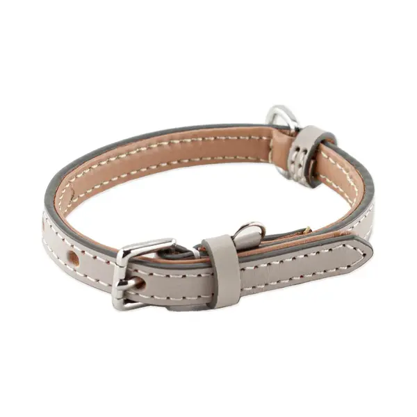 Brute Strength - Luxe Leren Halsband Hond - Licht Grijs - S - (26 - 33 Cm) X 1, 5cm - Honden Halsband - Hondenhalsband - Halsband Hond Leer - Leren thumbnail
