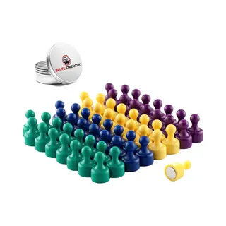Brute Strength - Gekleurde Magneten Pionnen - 20 X 12 Mm - 60 Stuks - Neodymium Magneet Sterk - Voor Koelkast - Whiteboard