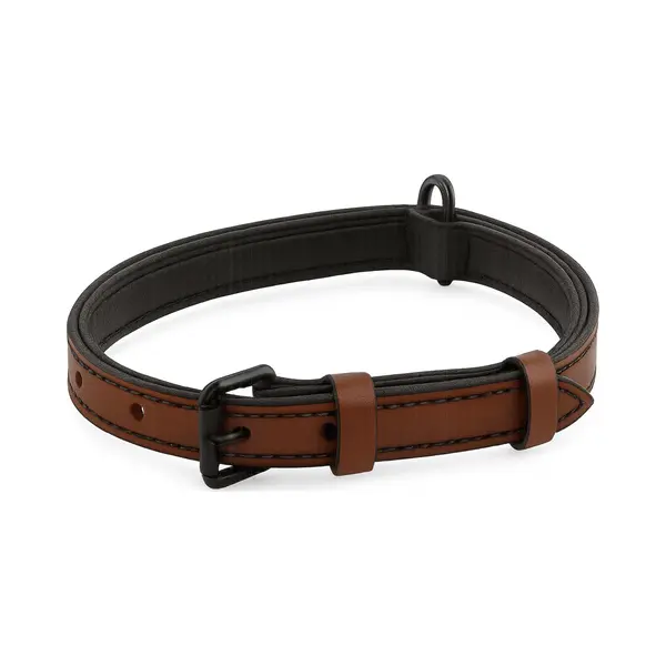 Brute Strength - Luxe Leren Halsband Hond - Bruin Met Zwarte Stiksels - S - (26 - 33 Cm) X 1, 5cm - Honden Halsband - Hondenhalsband - Halsband Hond thumbnail