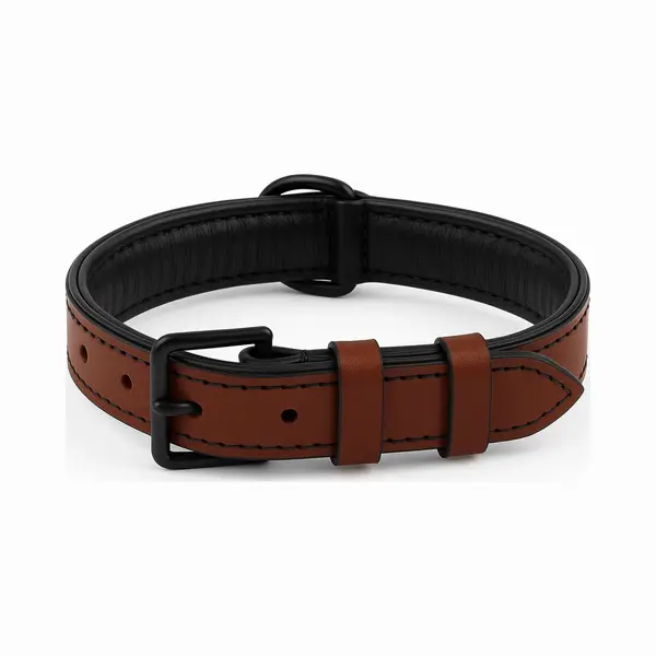 Brute Strength Hundehalsband Aus Leder - Braun Mit Schwarzen Nähten - M - 36-43 Cm thumbnail