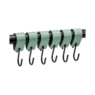 Brute Strength - S Haken Mit Lederschlaufe - Blassgrün - 6X - 12, 5 X 2, 5 Cm - Kleiderhaken Garderobenhaken Fleischerhaken Leder