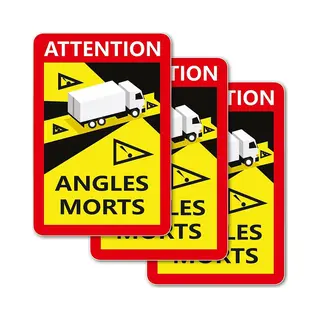 Brute Strength - Voordeelset 3 Dode Hoek Stickers Frankrijk Vrachtwagen - Camion - Attention Angles Morts - Duurzame Kwaliteit - Formaat 17 X 25 Cm