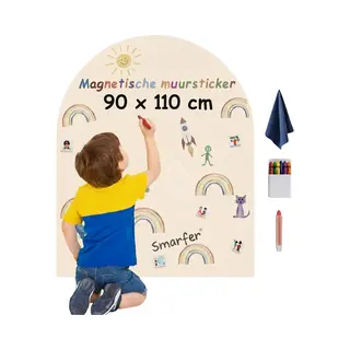 Smarfer - Magnetische Muursticker - Krijtbord - 90 X 110 Cm - Amandel Wit - Muurboog - Magneet Sticker - Magneetbord