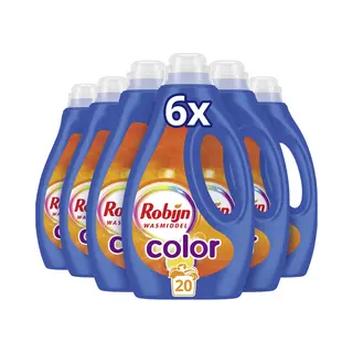 6x Robijn Vloeibaar Wasmiddel Color 20 Wasbeurten 1 Liter