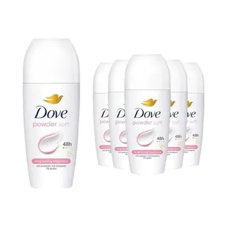 Dove Powder Women's Antiperspirant Deodorant Roll On For 48 Hour Odour Protection With ¼ Moisturising Cream 50 Ml, Pack Of 6