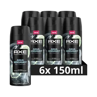 6x Axe Deodorant Bodyspray Aqua Bergamot 150 Ml