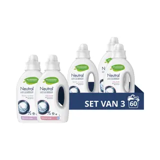 Neutral Wasmiddel Pakket - Kleur + Wol & Fijn - Voor De Gevoelige Huid - (2 + 1) X 20 Wasbeurten - Voordeelverpakking