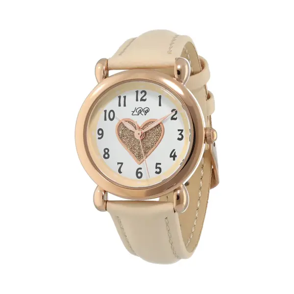 La Rosa Princesa Hart Rosé Kinderhorloge Leer Nude - Ø 27 Mm - Verstelbaar - Leren Band - Quartz Horloge - Japans Uurwerk - Analoog thumbnail