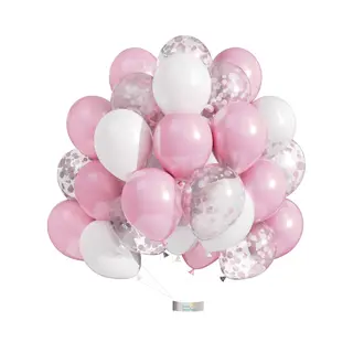 Luna Balunas 50 Stuks Pastel Roze Wit Latex Ballonnen Helium Confetti Verjaardag Versiering Meisje - Baby Shower Feest Decoratie Eco Friendly Fsc