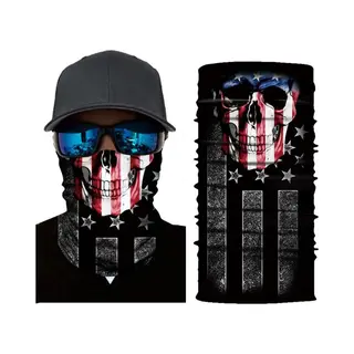 New Age Devi Motor Gezichtsmasker Nekwarmer Schedel Masker - Amerika Amerikaanse Vlag - Motormasker - Skimasker - Motorsjaal - Halloween Face Shield Spatmasker