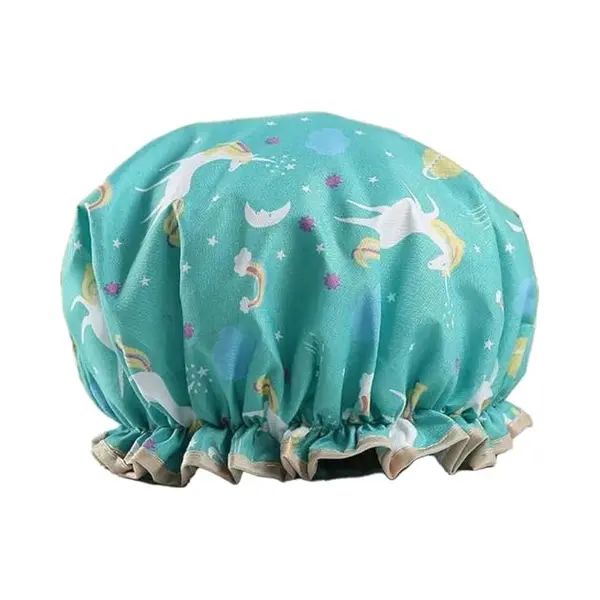 New Age Devi Pony Unicorn Leuke Dikke Stoppen Cyaan Kleurrijk Dubbellaags Zwemmuts Volwassenen Waterdicht thumbnail
