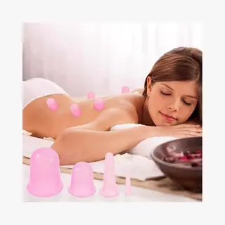 New Age Devi – Massagebecher – 4er-Set – Pink – Inkl. Massagebürste – Schröpftherapie – Hautstraffung – Anti-Cellulite