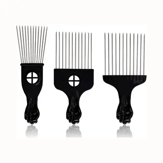 New Age Devi - Peigne Afro - Peigne De Coiffure - Outil De Coiffure - Peigne Afro - Afro Pick - Peigne Afro Coiffant - En 3 Tailles Et 3 Types - Noir
