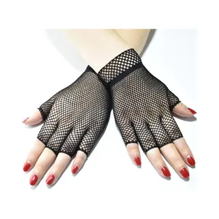 New Age Devi - Vingerloze Korte Visnet Handschoenen Zwart Sexy Fancy Carnaval Party Dance Club Nylon Spandex Mesh